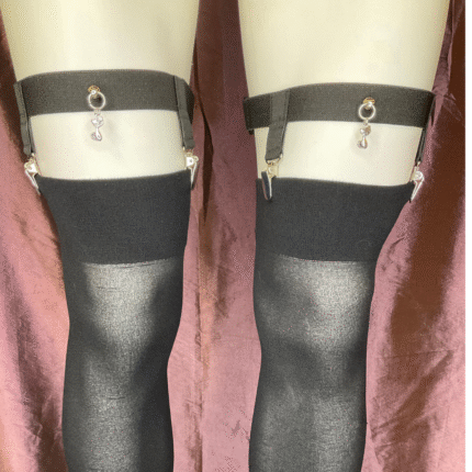4-Clip Garters with 1 Leg Strap and Cat Charm