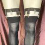 4-Clip Garters with 1 Leg Strap and Skull Charm