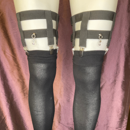 4-Clip Garters with 2 Leg Straps and Cat Charm