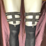 T front I back 2 leg strap garters with spikes