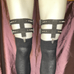 T front II back 2 leg strap garters with spikes