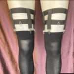 4-Clip Garters with 2 Leg Straps and Pentagram Charm
