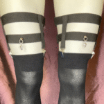 2-Clip Garters with 2 Leg Straps and Skull Charm