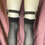 4-Clip Garters with 1 Leg Strap and Skull Charm - Image 2