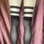 4-Clip Garters with 2 Leg Straps and Skull Charm - Image 2