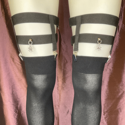 2-Clip Garters with 2 Leg Straps and Spider Charm
