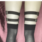4-Clip Garters with 2 Leg Straps and Moon Charm - Image 2