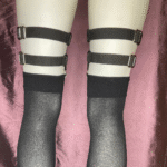 2-Clip Garters with 2 Leg Straps and Skull Charm - Image 2